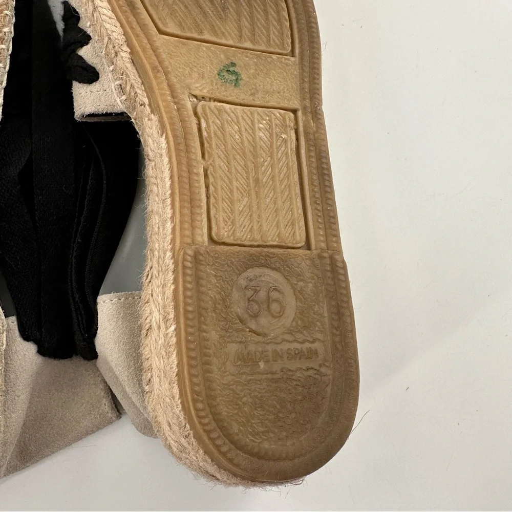 Free people flats 36 6 black beige suede dorsay Espadrilles coastal granny